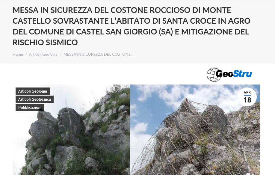 Geostru.eu “Messa in sicurezza del costone roccioso di Monte Castello del Comune di Castel San Giorgio”